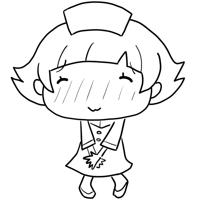 照れる看護師のかわいいぬり絵
