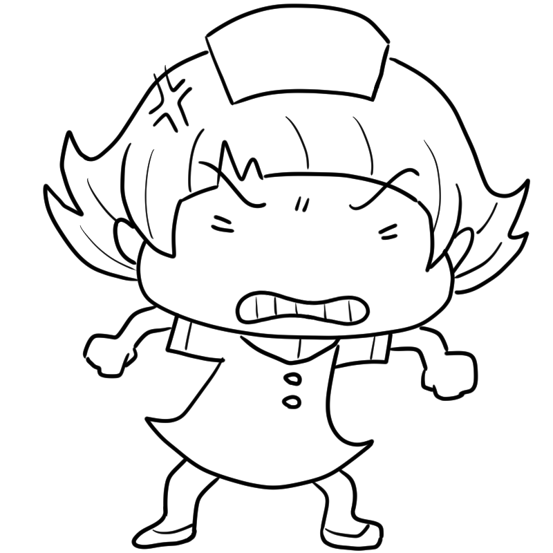 悔しがる看護師のかわいいぬり絵