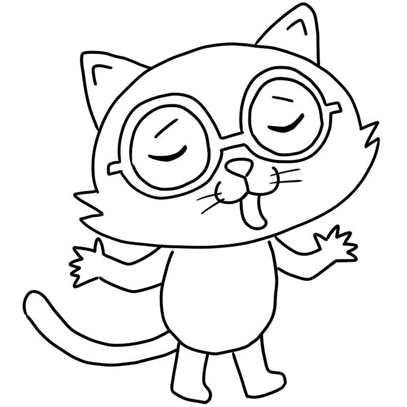 呆れる眼鏡の猫のかわいいぬり絵
