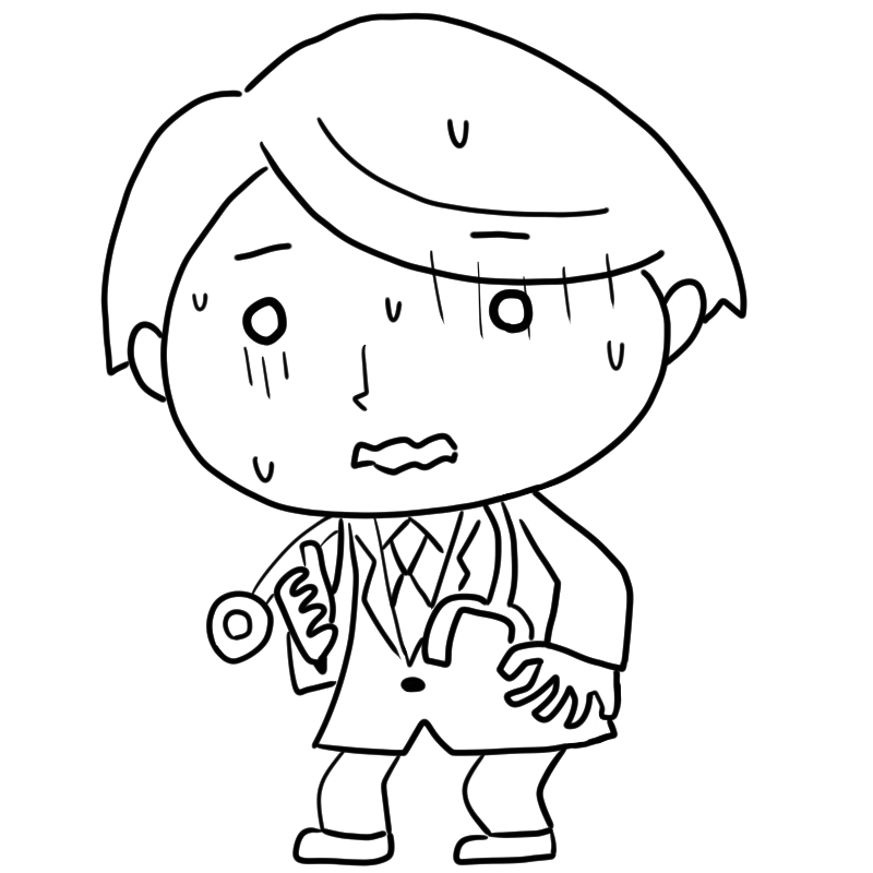 動揺する研修医のかわいいぬり絵