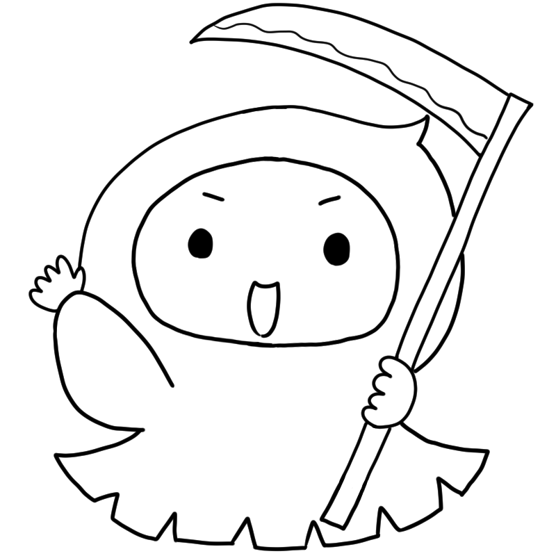 挨拶する死神のかわいいぬり絵