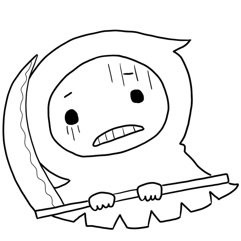 落ち込む死神のかわいいぬり絵