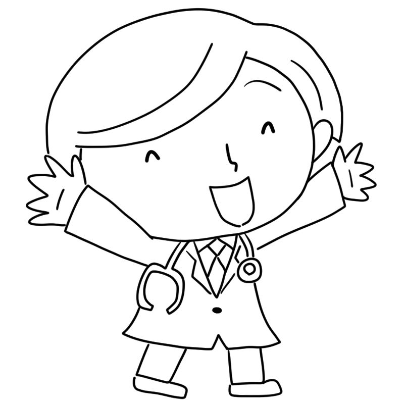 喜ぶ研修医のかわいいぬり絵
