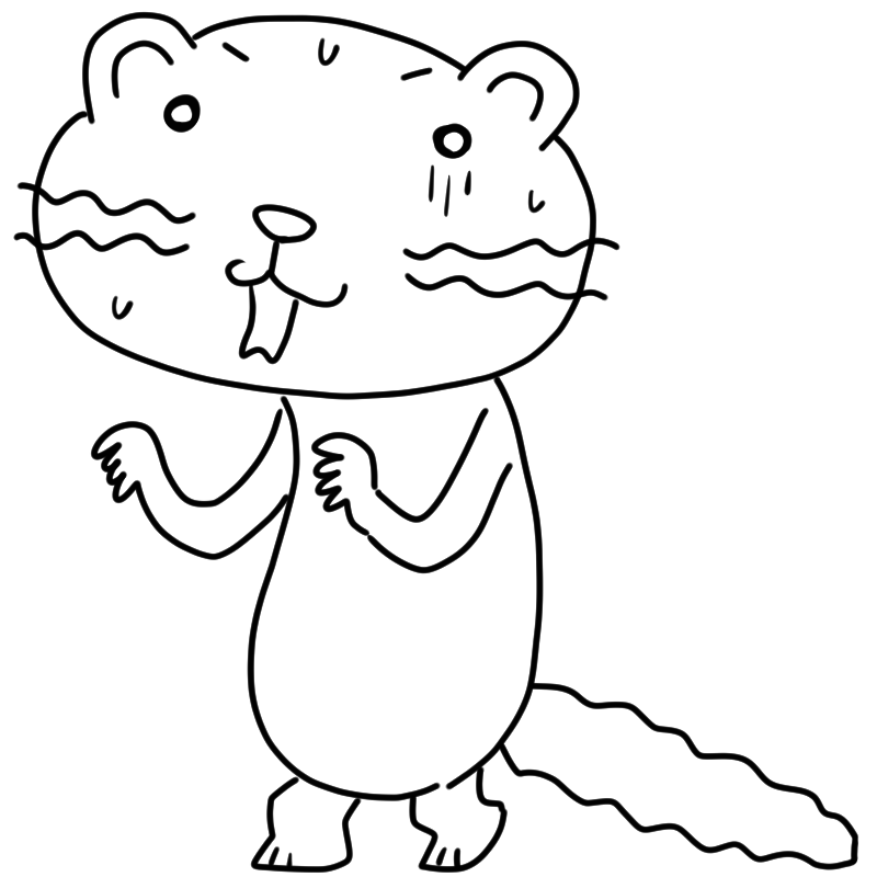 怯えるイタチのかわいいぬり絵
