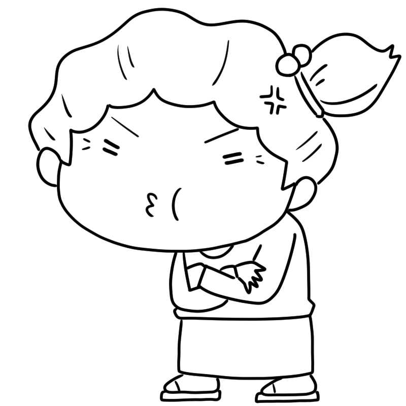 怒るおばあちゃんのかわいいぬり絵