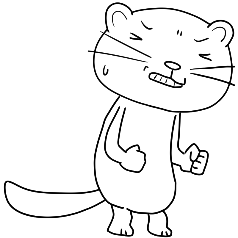 悔しがるイタチのかわいいぬり絵