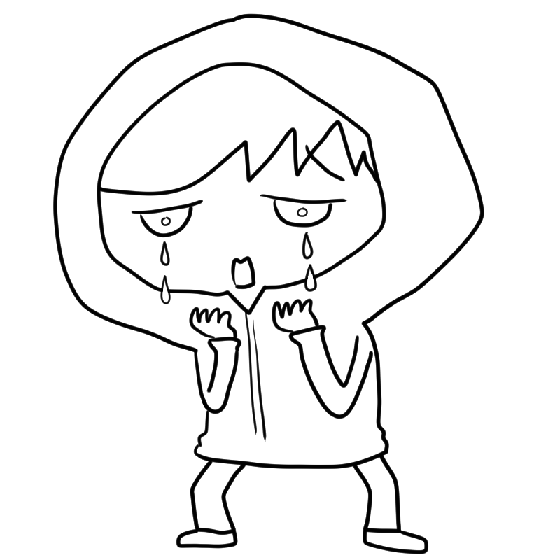  取り乱したように泣く不審者のかわいいぬり絵