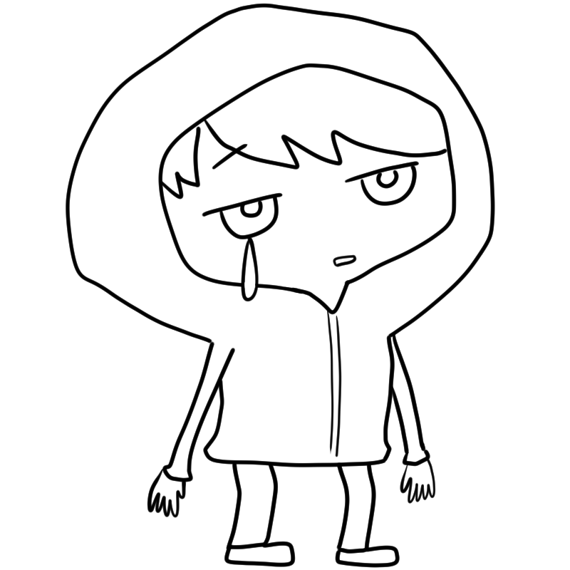 上を向いて泣く不審者のかわいいぬり絵