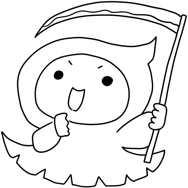 元気な死神のかわいいぬり絵