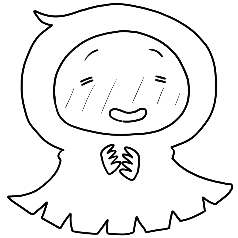 照れる死神のかわいいぬり絵