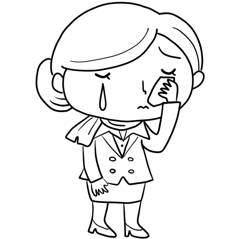 泣くキャビンアテンダントのかわいいぬり絵