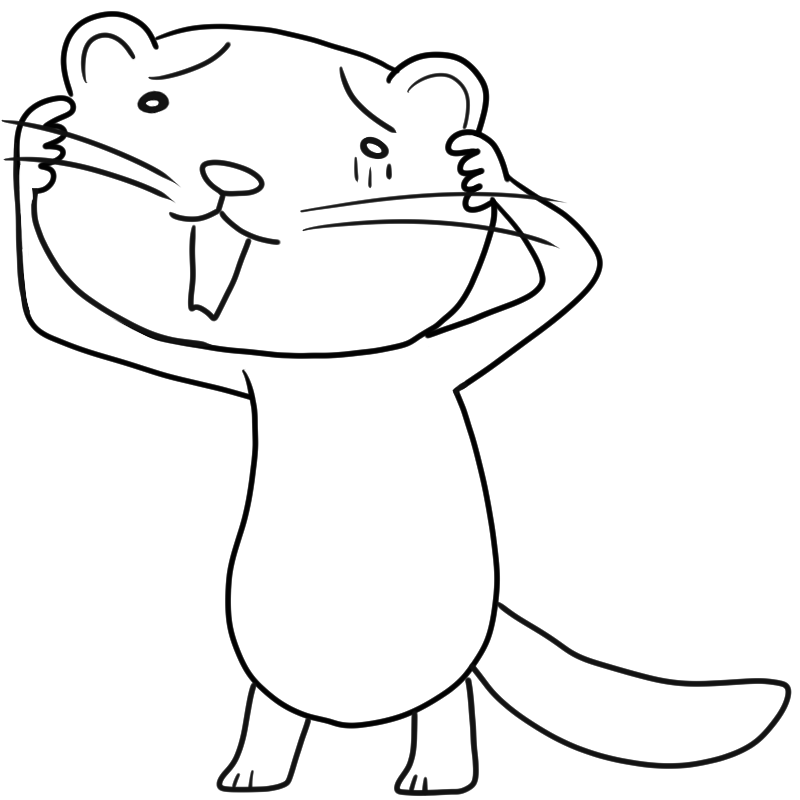 困るイタチのかわいいぬり絵