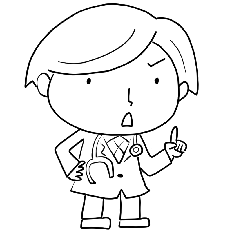 忠告する若い医者のかわいいぬり絵