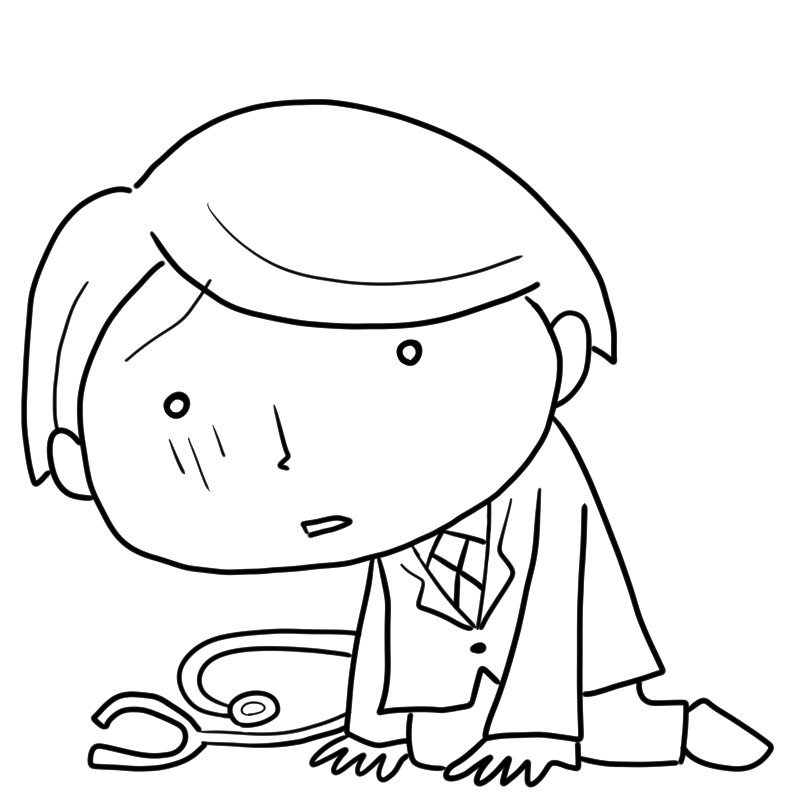 落ち込む研修医のかわいいぬり絵