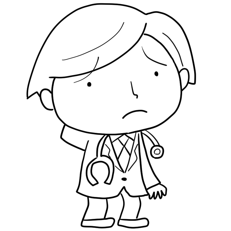 困る若い医者のかわいいぬり絵