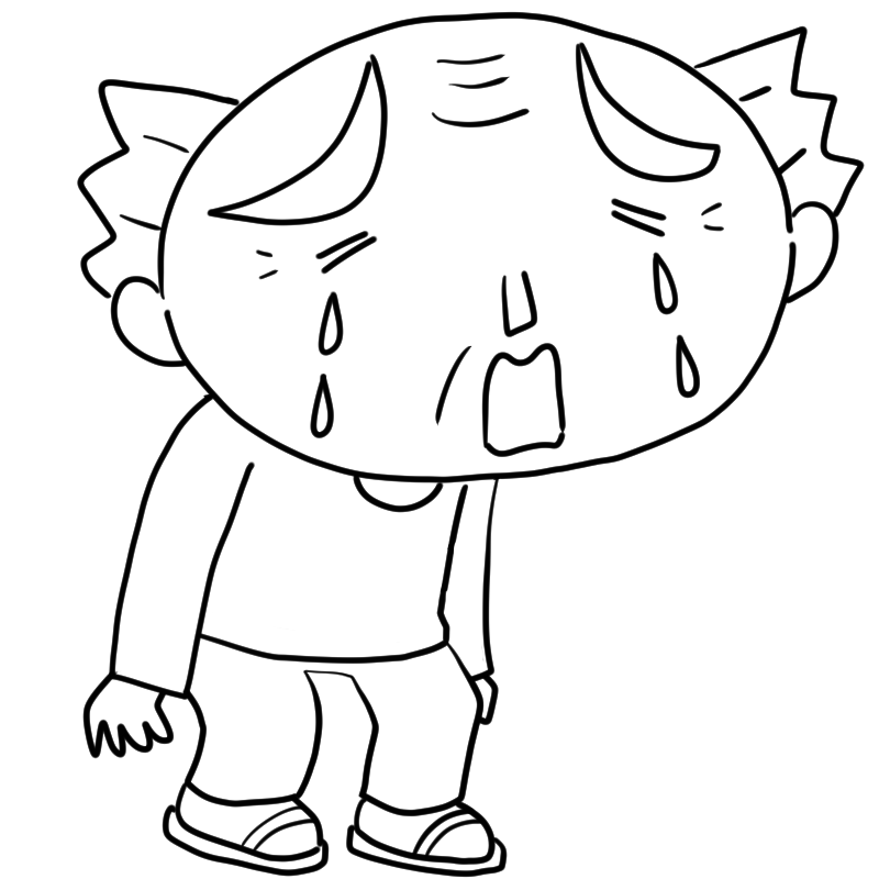 慟哭するおじいさんのかわいいぬり絵