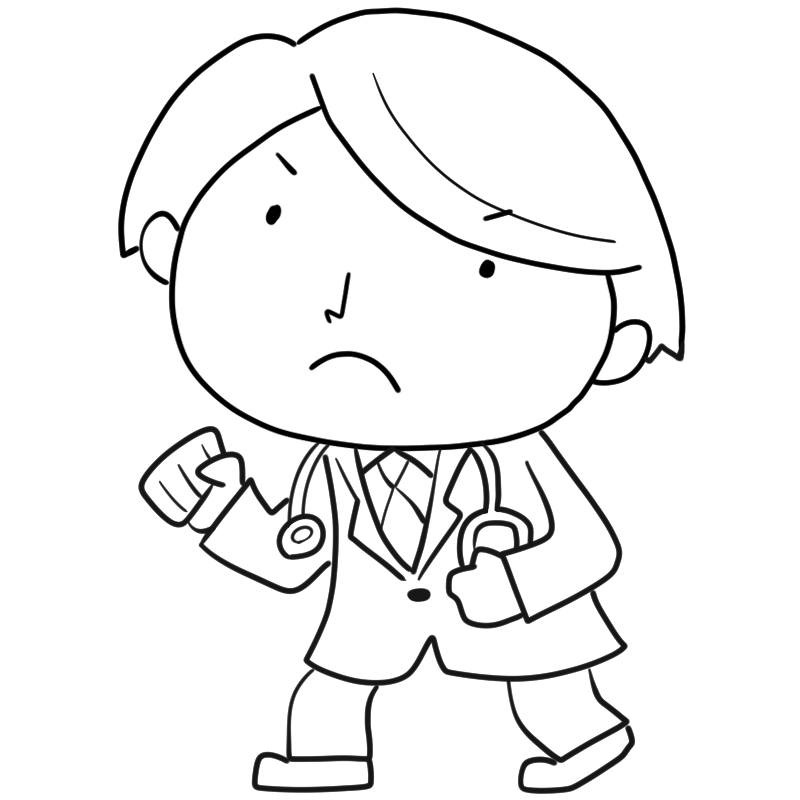 前向きになる研修医のかわいいぬり絵