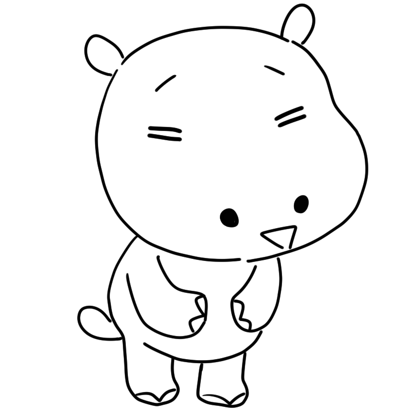 笑うカバのかわいいぬり絵