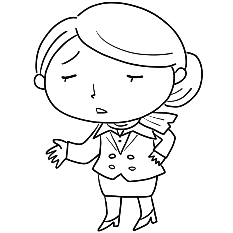 呆れるキャビンアテンダントのかわいいぬり絵