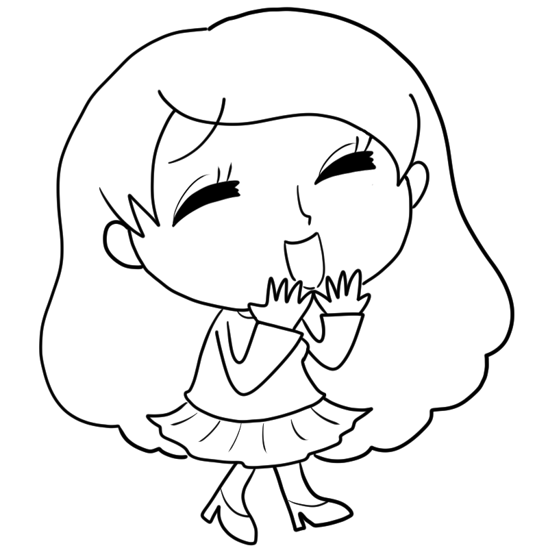 笑う美女のかわいいぬり絵
