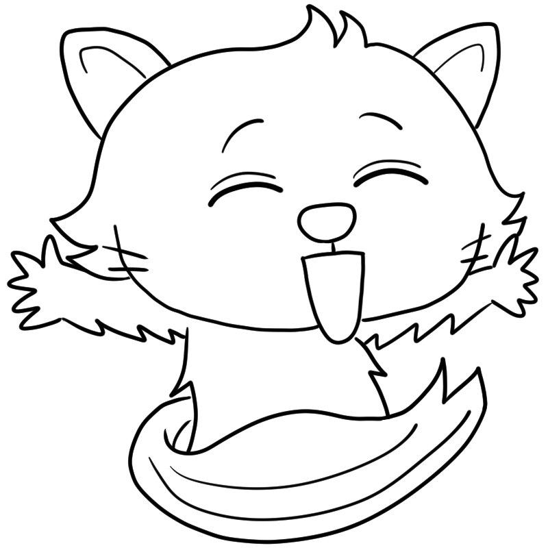嬉しそうなペルシャ猫のかわいいぬり絵