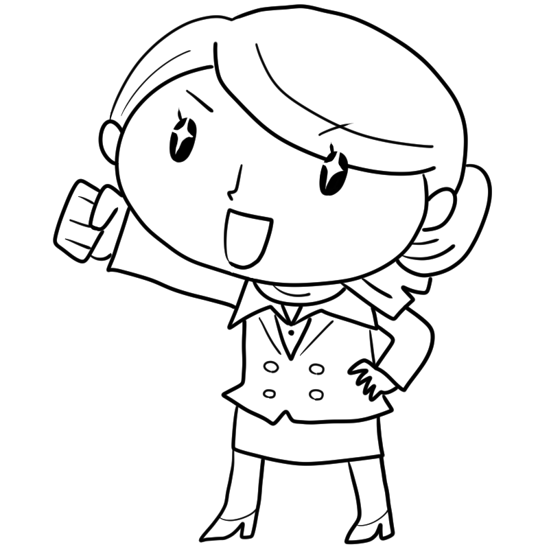 やる気に満ちたキャビンアテンダントのかわいいぬり絵