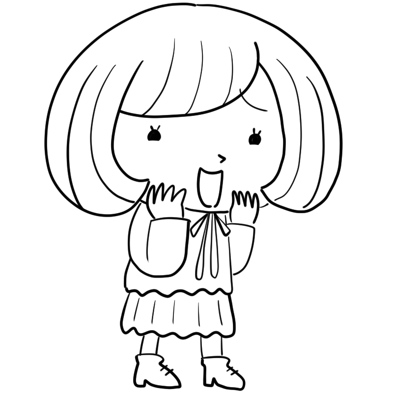 楽しそうに笑うボブのゆるふわ女子のかわいいぬり絵