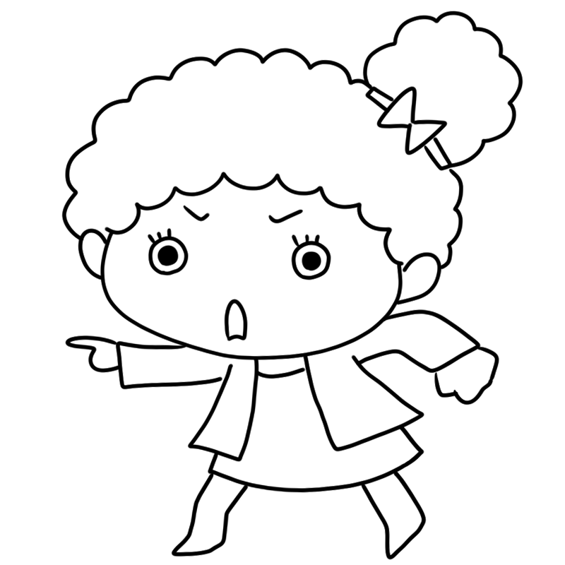 怒る黒人の少女のかわいいぬり絵