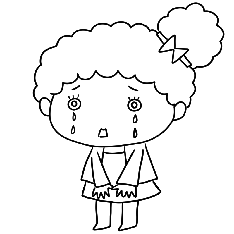 泣く黒人の女の子のかわいいぬり絵
