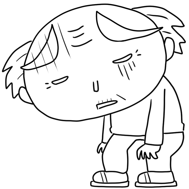落ち込むおじいさんのかわいいぬり絵