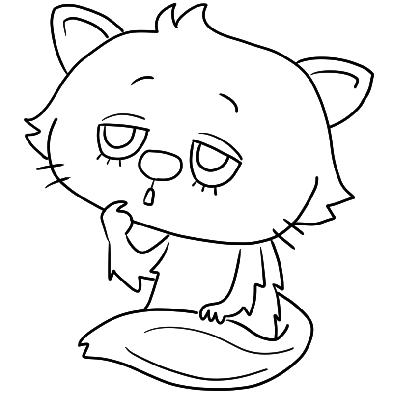 考えるペルシャ猫のかわいいぬり絵