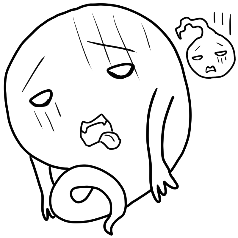 落ち込む昔ながらのお化けのかわいいぬり絵