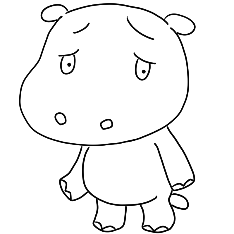 困るカバのかわいいぬり絵