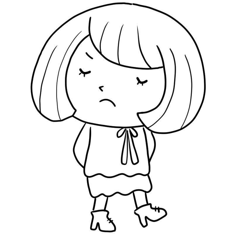 怒るボブのゆるふわ女子のかわいいぬり絵