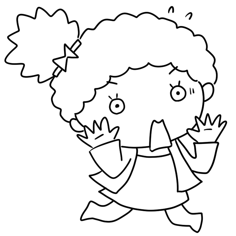 驚く黒人の女の子のかわいいぬり絵