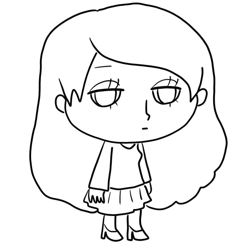 無表情の美女のかわいいぬり絵