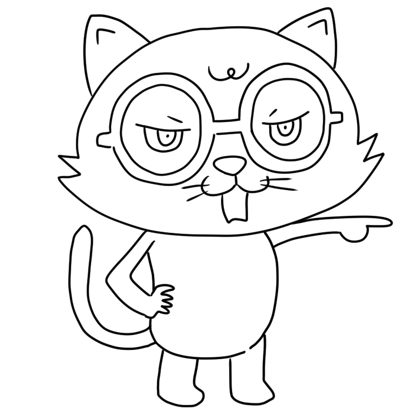 怒る眼鏡の猫のかわいいぬり絵