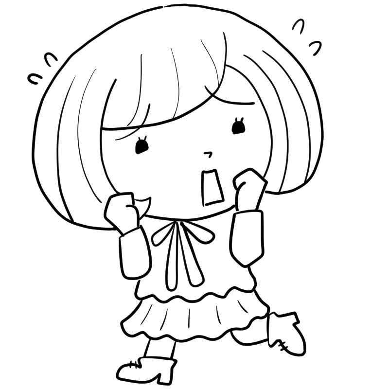 驚くボブのゆるふわ女子のかわいいぬり絵