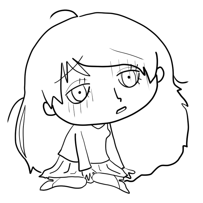 落ち込む美女のかわいいぬり絵