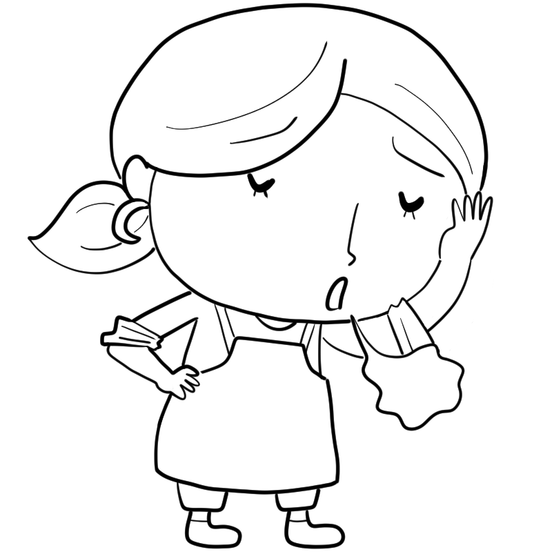 呆れる新米ママのかわいいぬり絵
