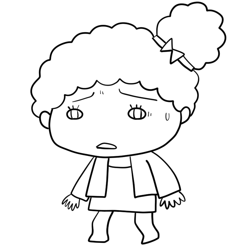困る黒人の女の子のかわいいぬり絵