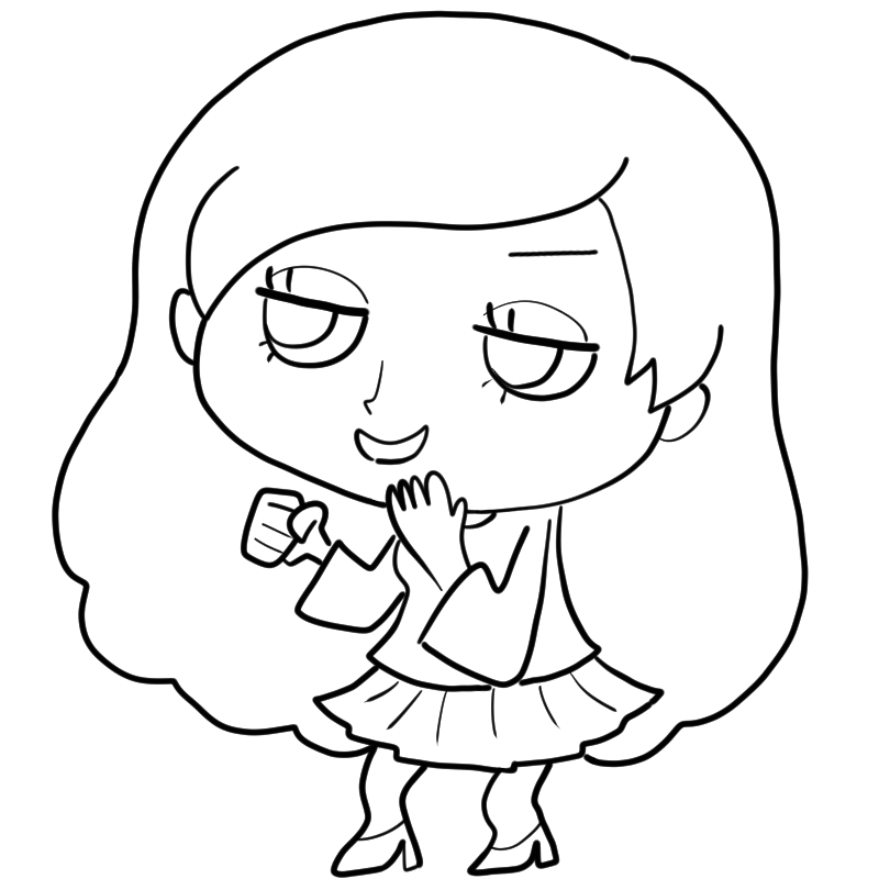 なにか企む美女のかわいいぬり絵
