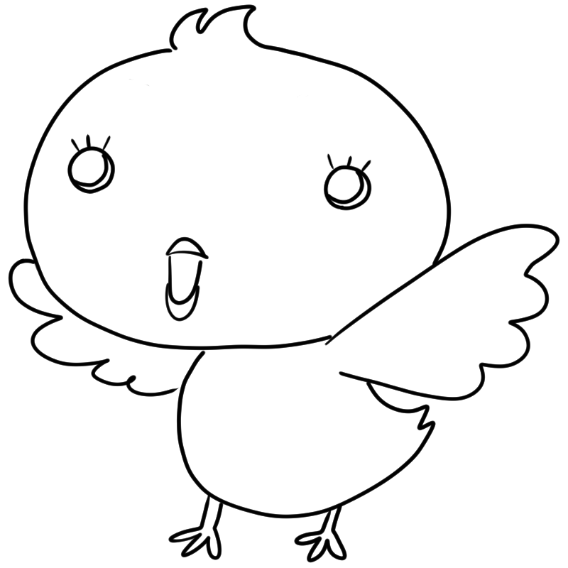 楽しそうなヒヨコのかわいいぬり絵
