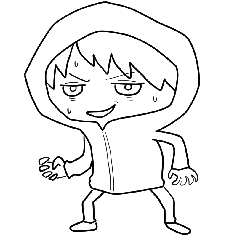 危ない笑みの不審者のかわいいぬり絵