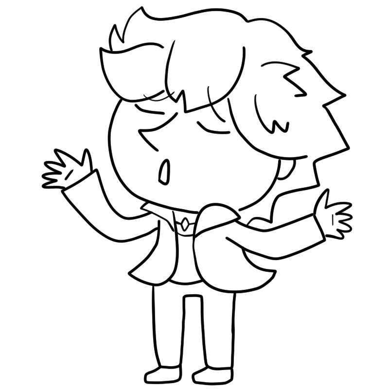 お手上げ状態のホストのかわいいぬり絵