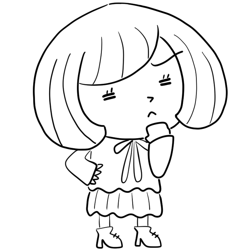 悩むボブのゆるふわ女子のかわいいぬり絵