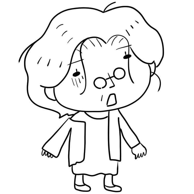 放心状態のおばあさんのかわいいぬり絵