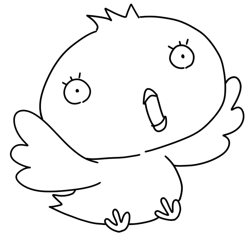 驚くヒヨコのかわいいぬり絵