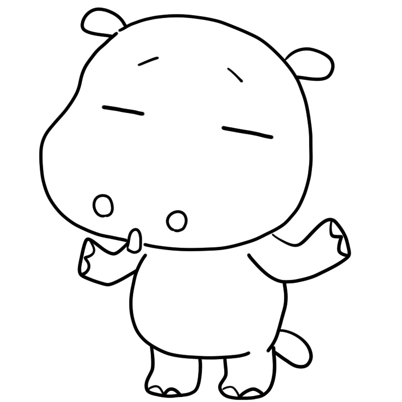 呆れるカバのかわいいぬり絵