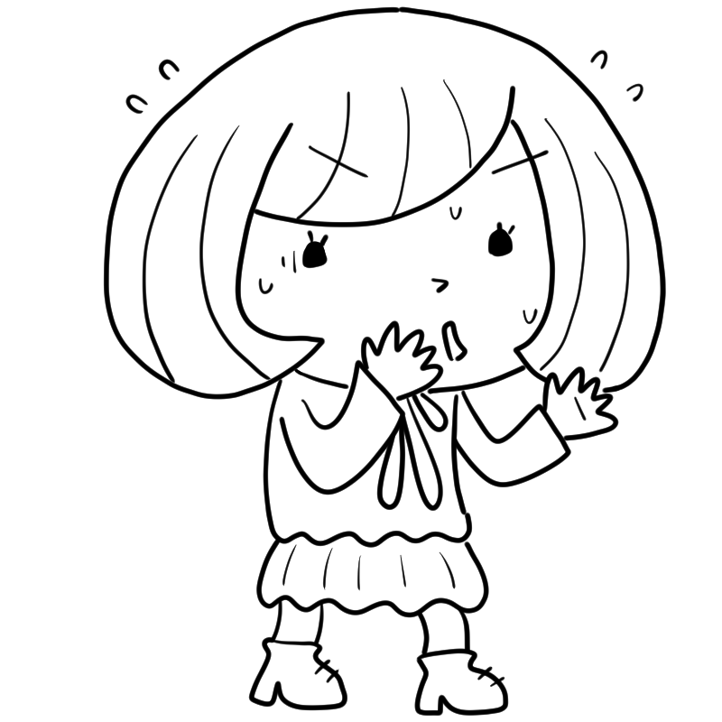 慌てるボブのゆるふわ女子のかわいいぬり絵